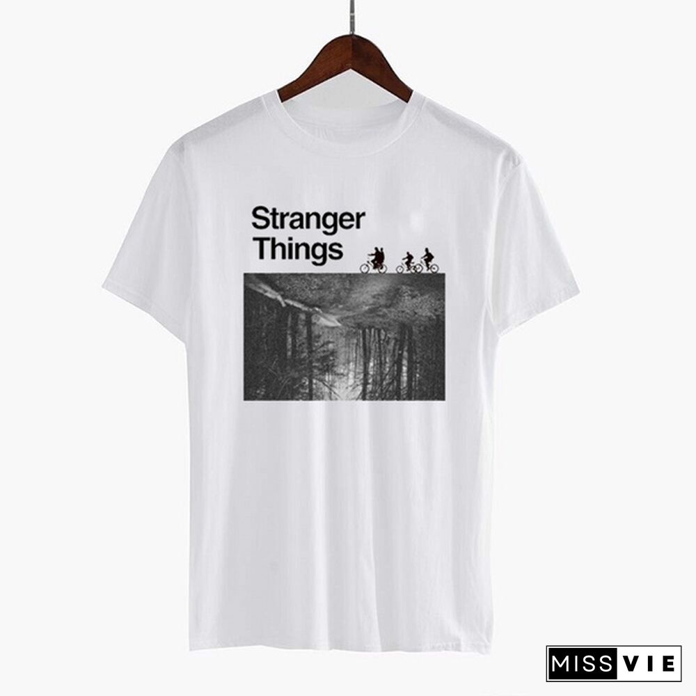 Stranger Things Vintage Poster T-Shirt 100% Cotton Casual Funny Yellow White Tv Show Tee Harajuku Hipster Women T-Shirt