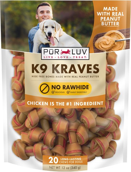 Pur Luv K9 Kraves Peanut Butter Dog Treats， 20 count