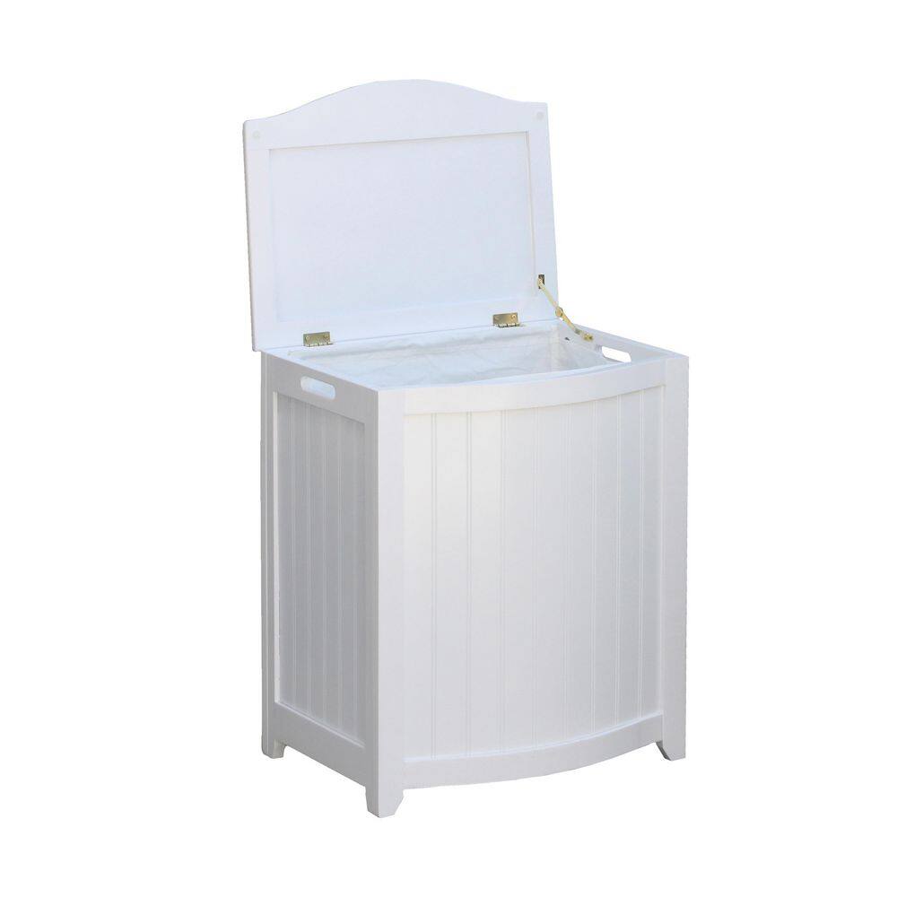 Oceanstar White Wainscot Style Bowed Front Laundry Hamper BHP0106W