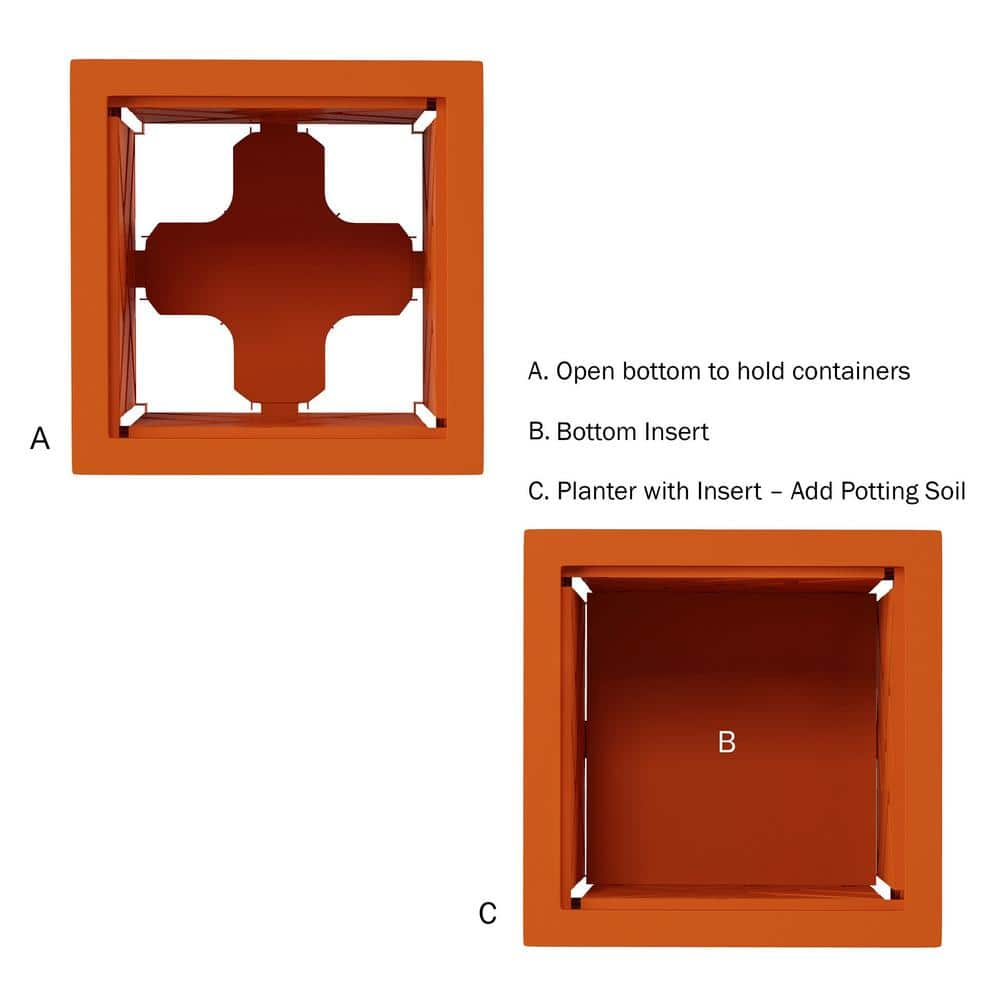 Terracotta Plastic Square Box Planter with Lattice Pattern HW155011