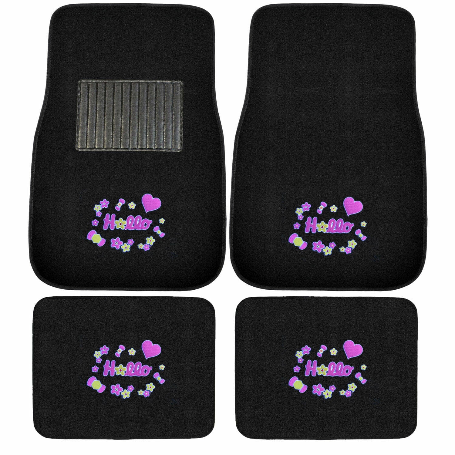 Sanrio Hello Kitty Car Truck All Weather Carpet Floor Mats Steering Cover Set