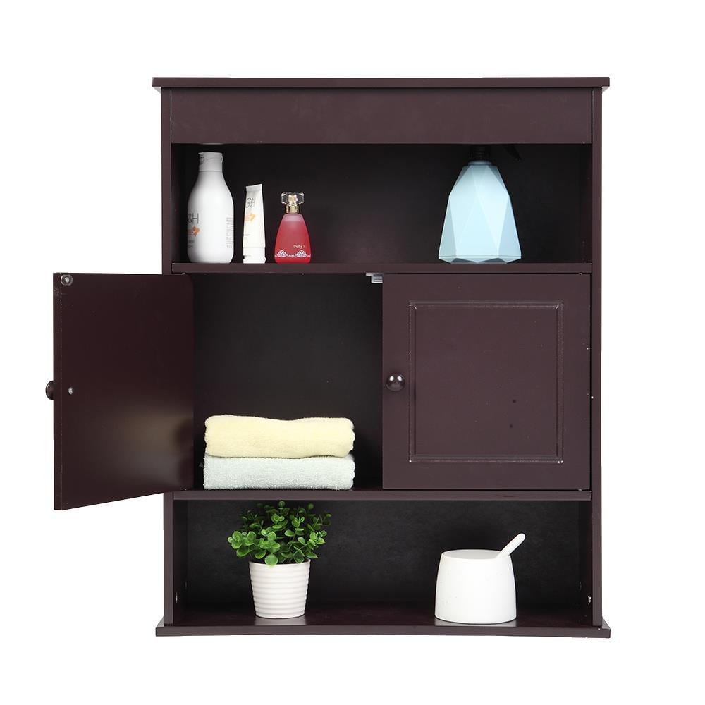 Ktaxon Wall Mounted Bathroom Storage Cabinet Medicine Cabinet with 2 Doors and Opening Shelves Storage Organizer, Dark Brown Finish