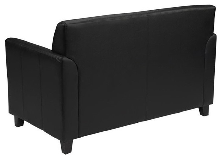 Bowery Hill Diplomat Leather Loveseat in Black   Contemporary   Loveseats   by Homesquare  Houzz