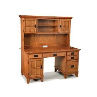 HOMESTYLES 58 in. Rectangular Cottage Oak 5 Drawer Computer Desk with Solid Wood Material 5180-184