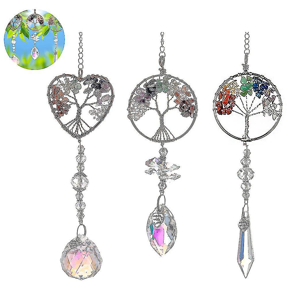 3 Packs Hanging Crystals - Crystal Pendant Rainbow Crystal Ornament Crystal Ball Prism Chakra Crystals For Window， Garden， Home Decoration