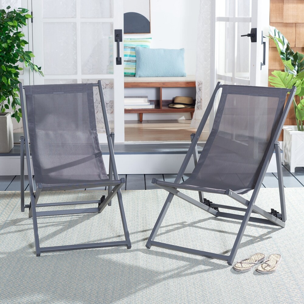 SAFAVIEH Outdoor Breslin Set Of 2 Sling Chairs   36\