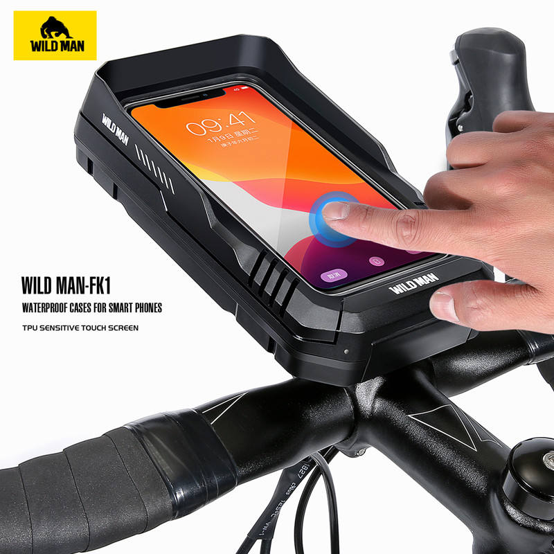 WILD MAN MTB Mobile Phone IPX6 Bike Storage FK1 Waterproof Hard Shell Handlebar Cycling Bag Bicycle