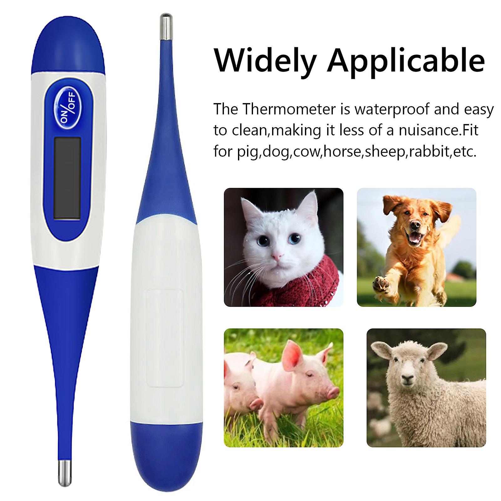 Animal Thermometer Digital Led Display Thermometer Fast Reading Accurate Waterproof Pet Digital Rectal Thermometer For Livestock Dogs Horse Cats Pigs