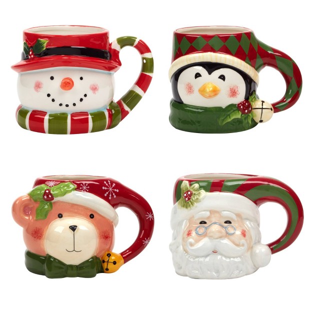 Set Of 4 Holiday 18oz Drinkware Mugs Certified International