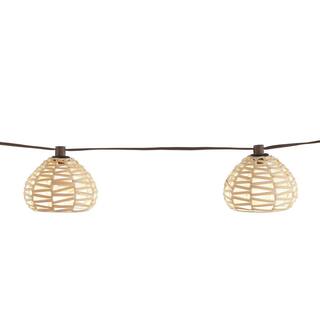 Hampton Bay OutdoorIndoor 10 ft. Plug-In Round Globe Bulb LED Rattan String Light SL9522