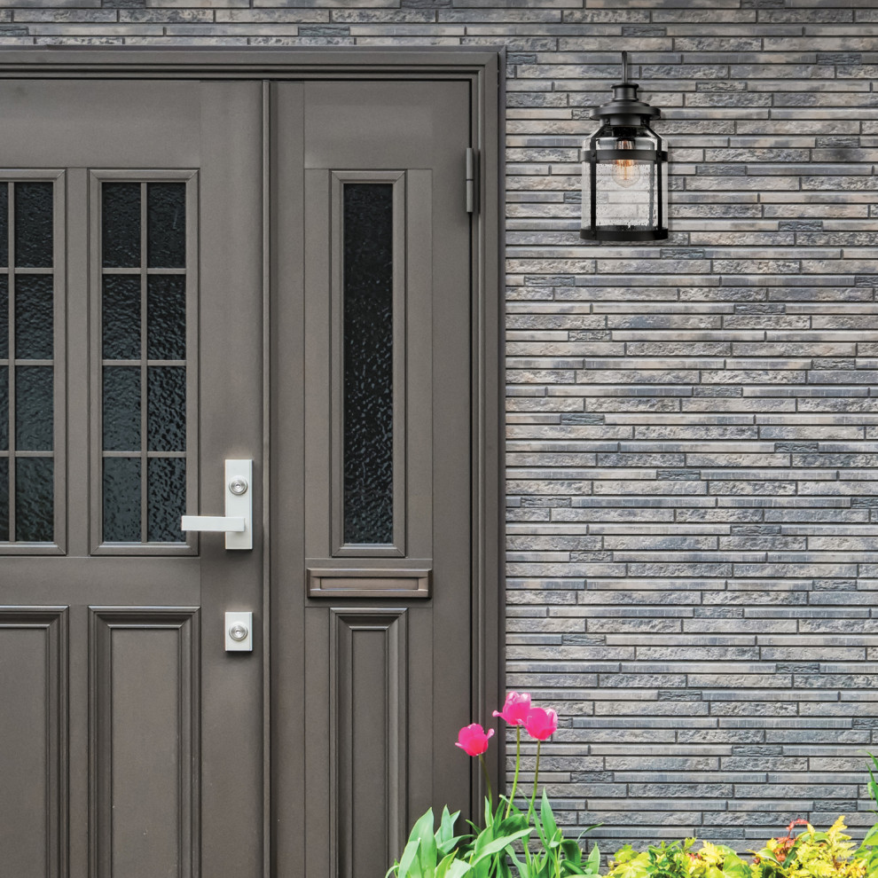 Apollo 1 Light Bronze Outdoor Wall Sconce with Seeded Glass Shade   Transitional   Outdoor Wall Lights And Sconces   by Globe Electric  Houzz