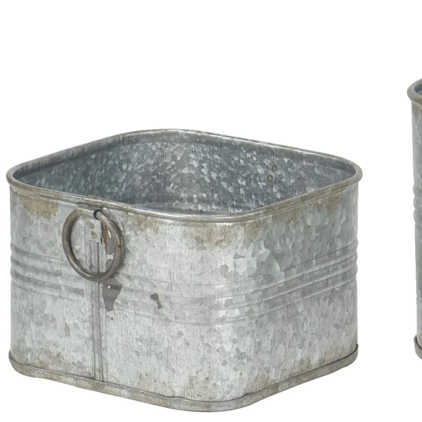 Innovative Design Square Metal Galvanized flower pot with customize colour for Garden Decoration at Cheap Price