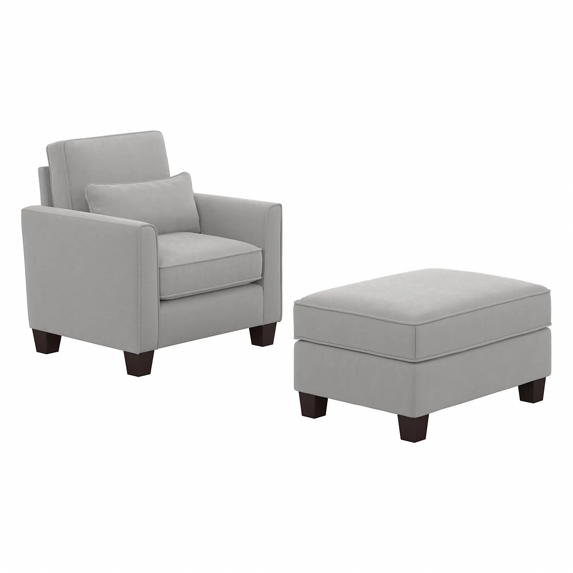 Flare Light Gray Microsuede Accent Chair with Ottoman Set