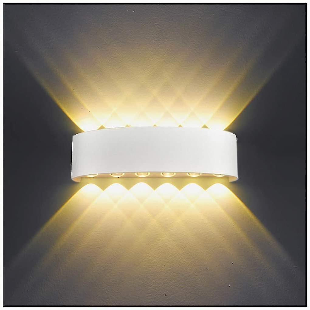 Indoor Wall Light Led 12w White Modern Wall Lamp， Ip65 Waterproof Aluminum Outdoor Wall Lights， (whi