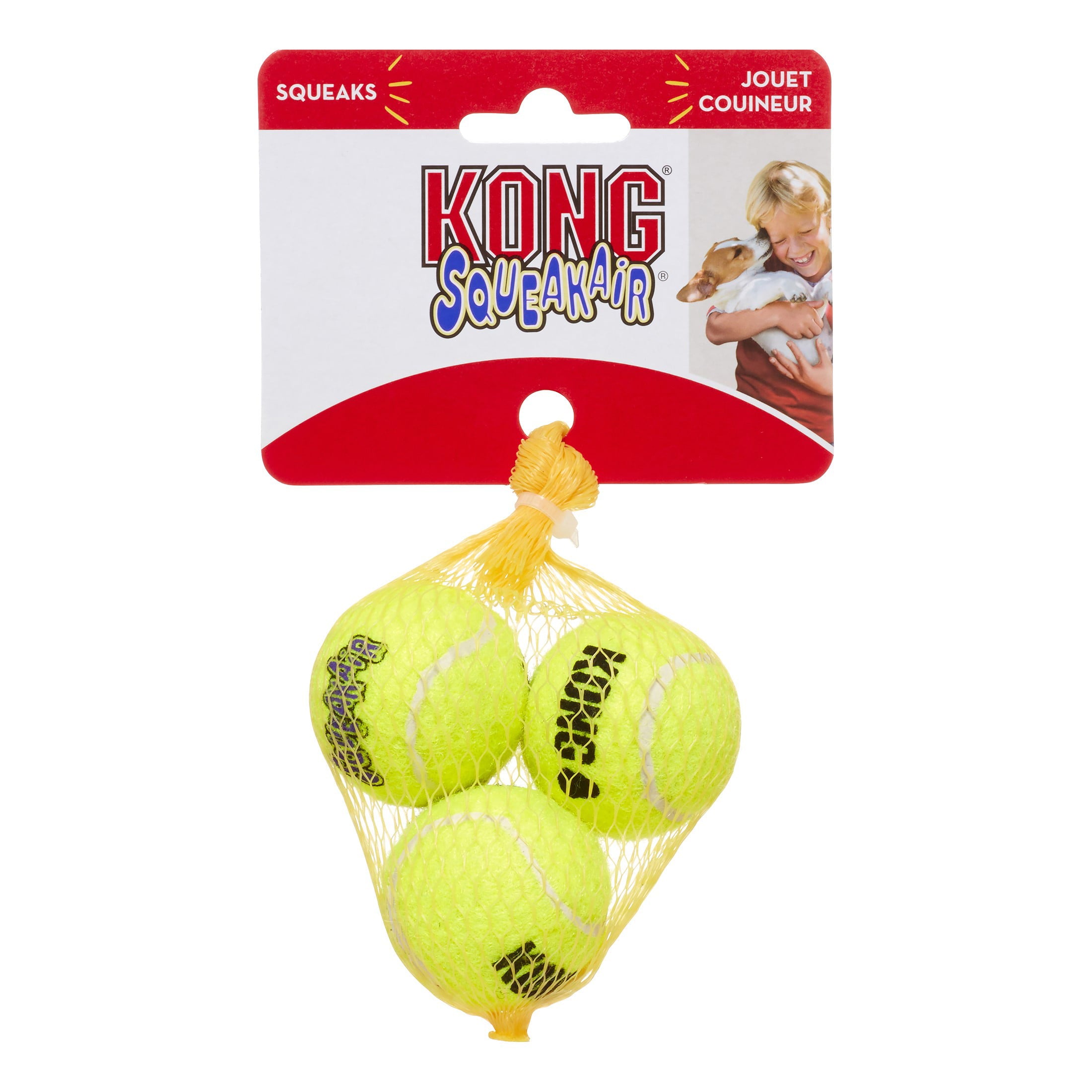 KONG Airdog Squeaker Ball Dog Toy， X-Small， 3 Count