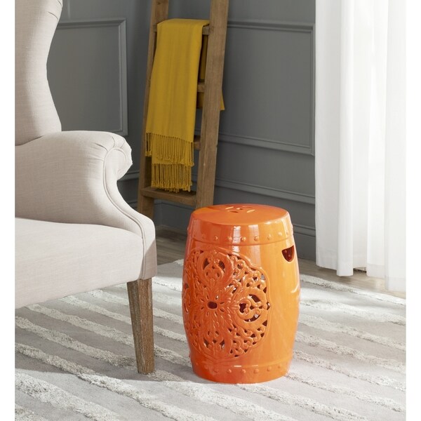 SAFAVIEH Flora Orange Ceramic Decorative Garden Stool