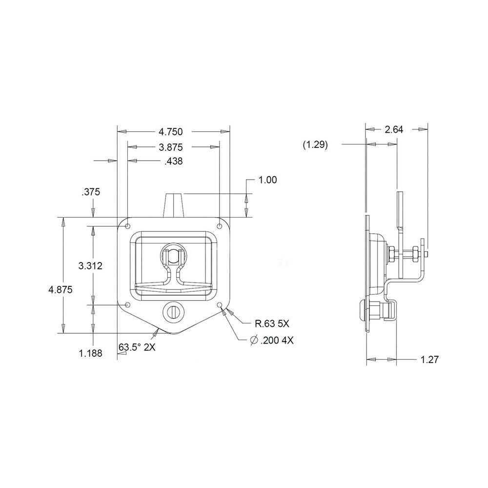 Buyers Products Company Stainless Single Point T-Handle Latch with Mounting Holes L8815