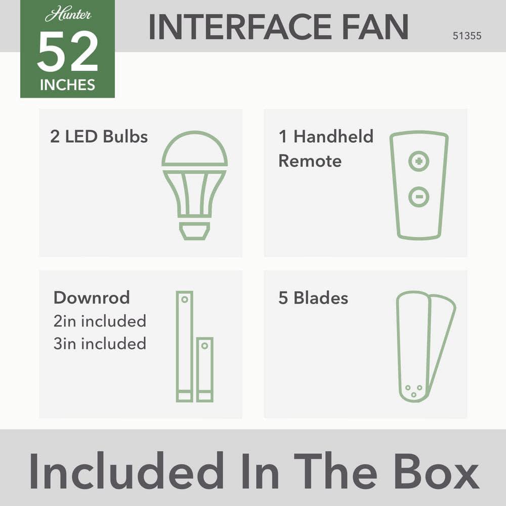 Hunter Interface 52 in Indoor Fresh White Smart Ceiling Fan with Light and Remote Control