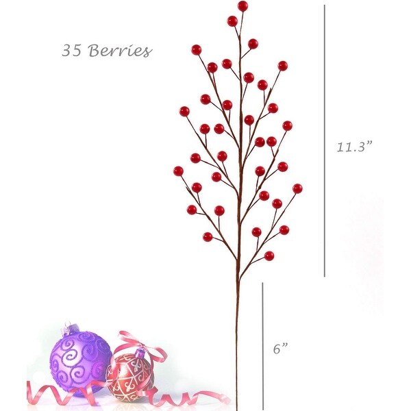 Floral Home 19 Red Holly Berry Stem Picks 12 Branchs 35 Berries