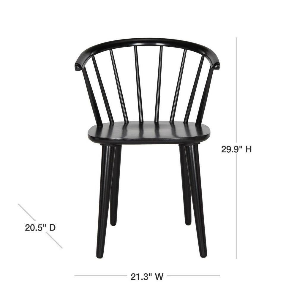 SAFAVIEH Blanchard Black Wood Dining Chair (Set of 2) AMH8512A-SET2