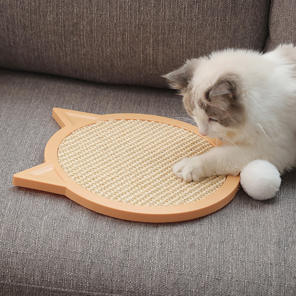 Cat Scratch Board with Hair Ball， Natural Cat Toy Training Scratch Play Pad Cat Grinding Claw Pet Sisal Scratch Pad， Yellow