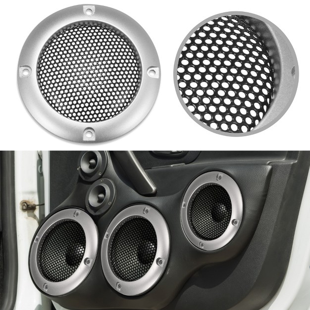 Unique Bargains Round Mesh Trim Car Auto Speaker Grille Cover Silver Tone