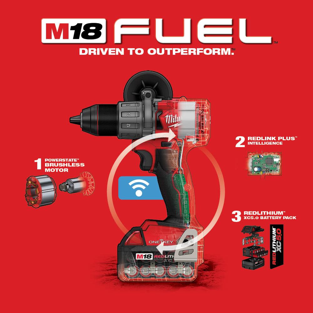 M18 FUEL? 1/2 in. Hammer Drill with One Key? Kit ;