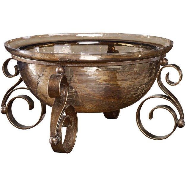 Wide Rustic Scroll Glass Bowl