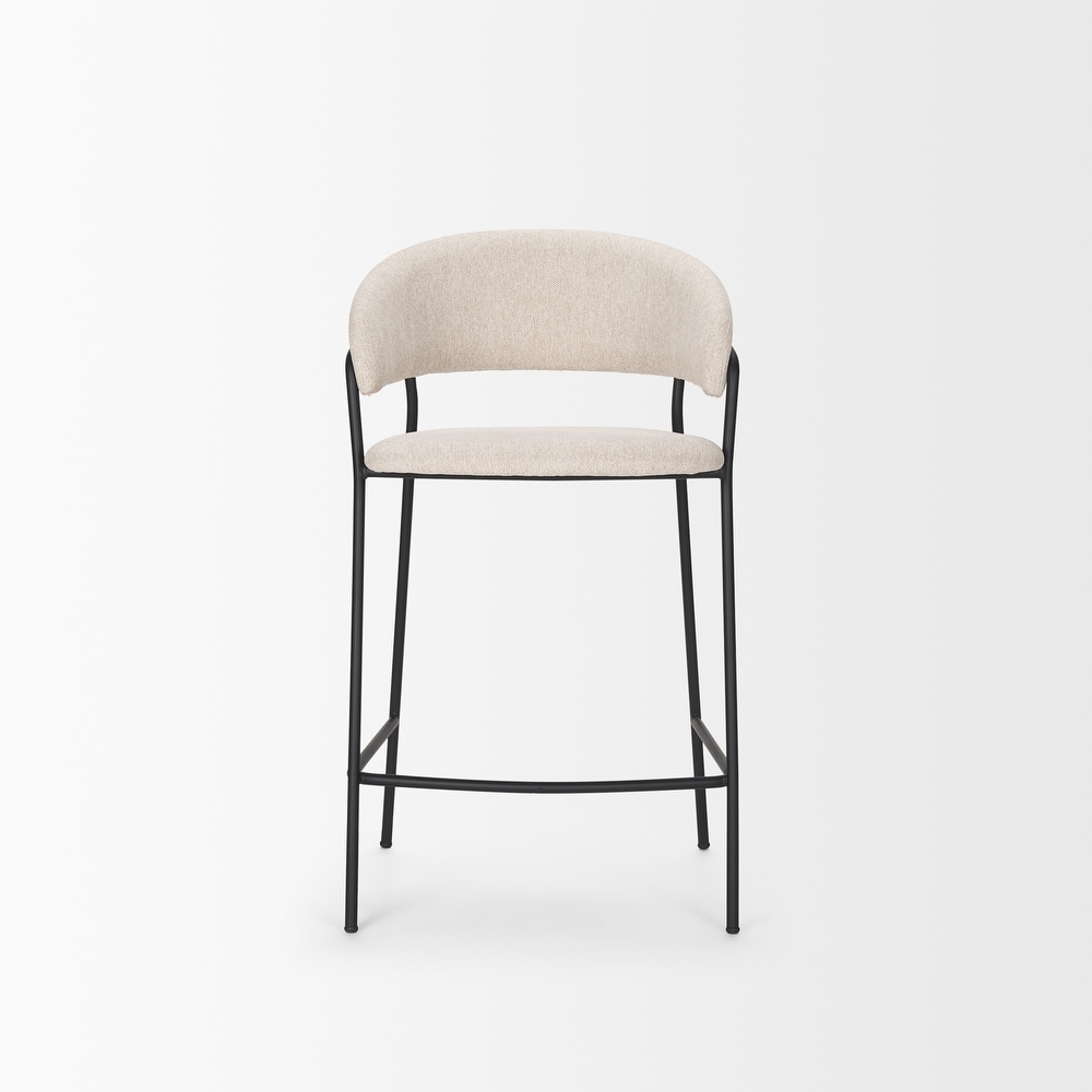 Carolyn Counter Stool w/ Gray Fabric   Matte Black Metal