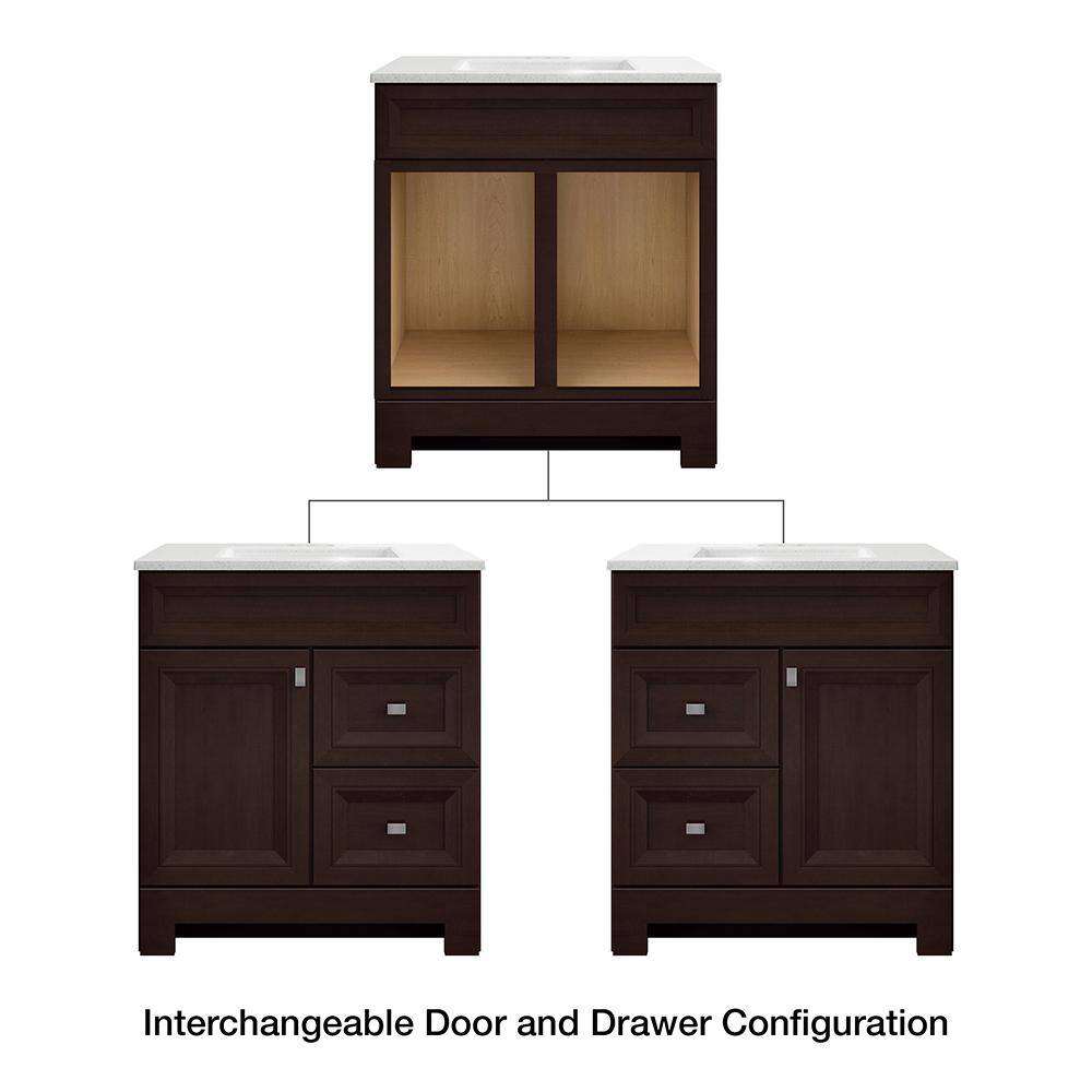 Home Decorators Collection Sedgewood 30.5 in. W Configurable Bath Vanity in Cognac with Solid Surface Top in Arctic with White Sink PPLNKDCG30D