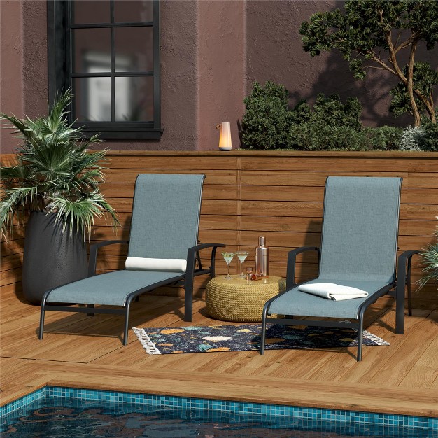 Cosco Outdoor Adjustable Aluminum Chaise Lounge Patio Furniture Set