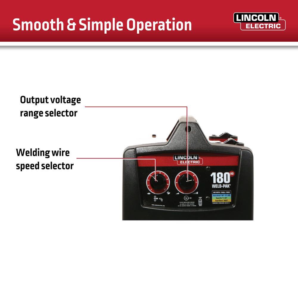 Lincoln Electric Weld-Pak 180 Amp MIG Flux-Core Wire Feed Welder 230V Aluminum Welder with Spool Gun sold separately K2515-1