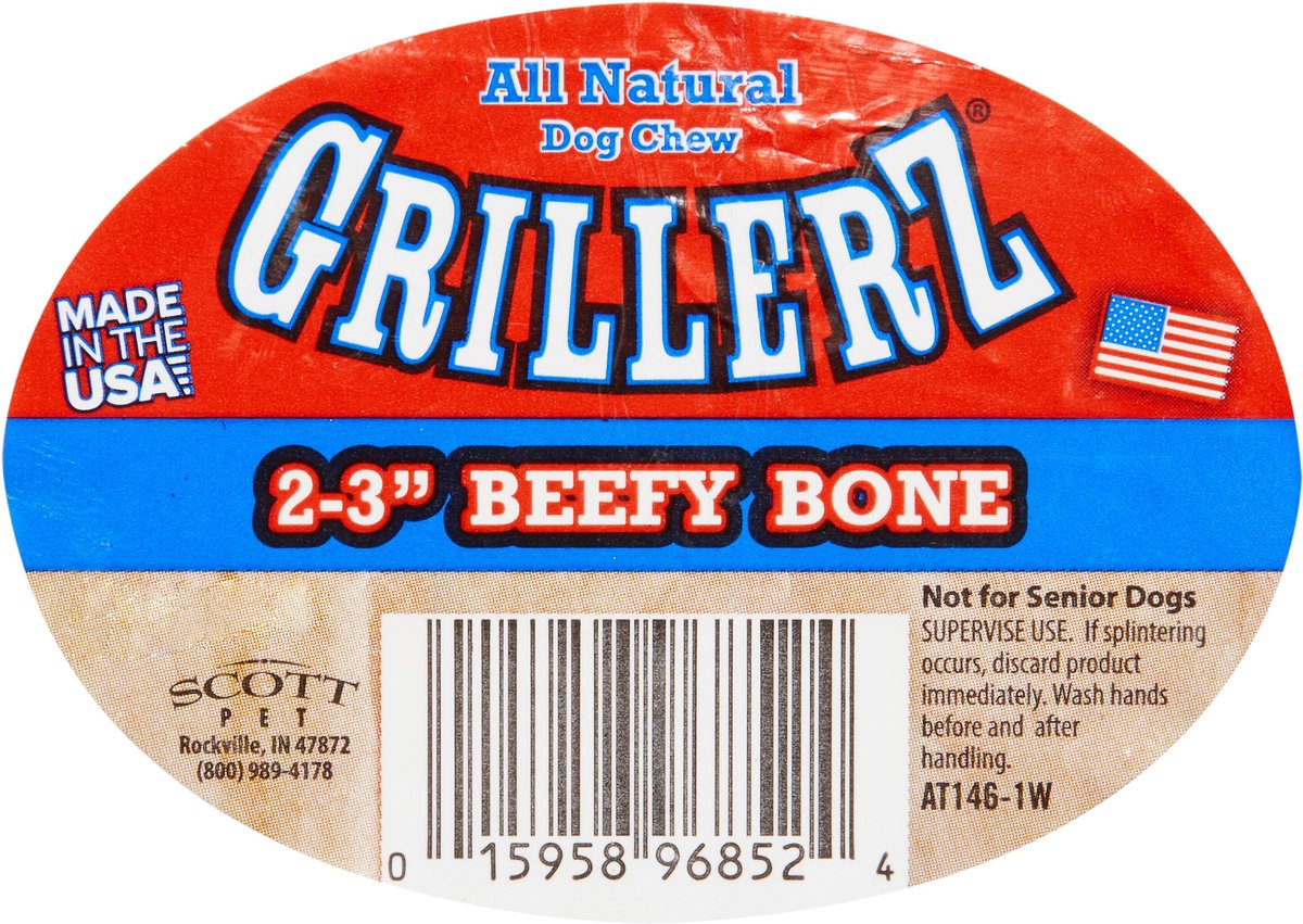 Grillerz Smoked Beefy Bones Dog Treats， Small