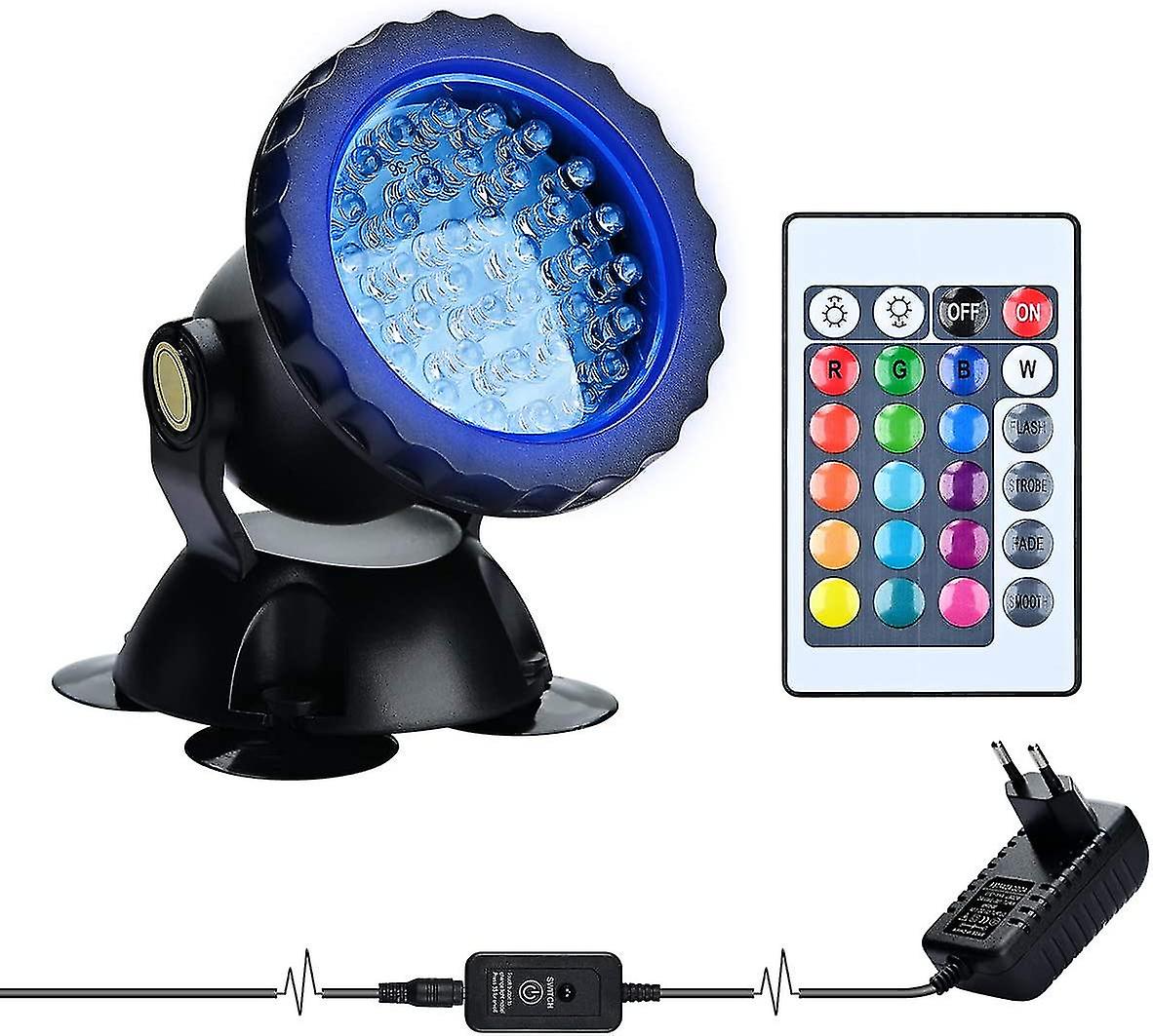 Rgb Underwater Adjustable Angle Led Diving Fish Light， Ip68 Waterproof With Remote Control For Pond Fountain (1 Pack)