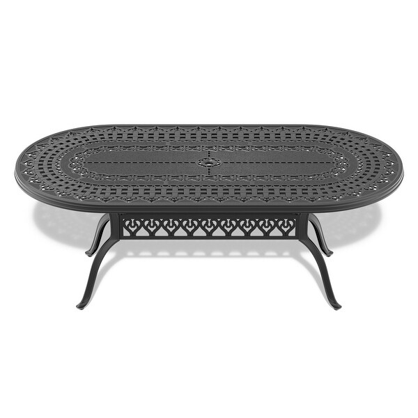 82.87 in. x 42.13 in. Cast Aluminum Patio Dining Oval Table for Balcony，Lawn，Garden，Backyard