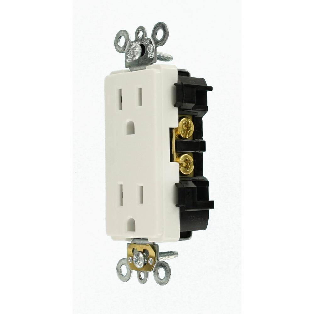 Leviton Decora Plus 15 Amp Industrial Grade Duplex Outlet White R82-16252-0WS