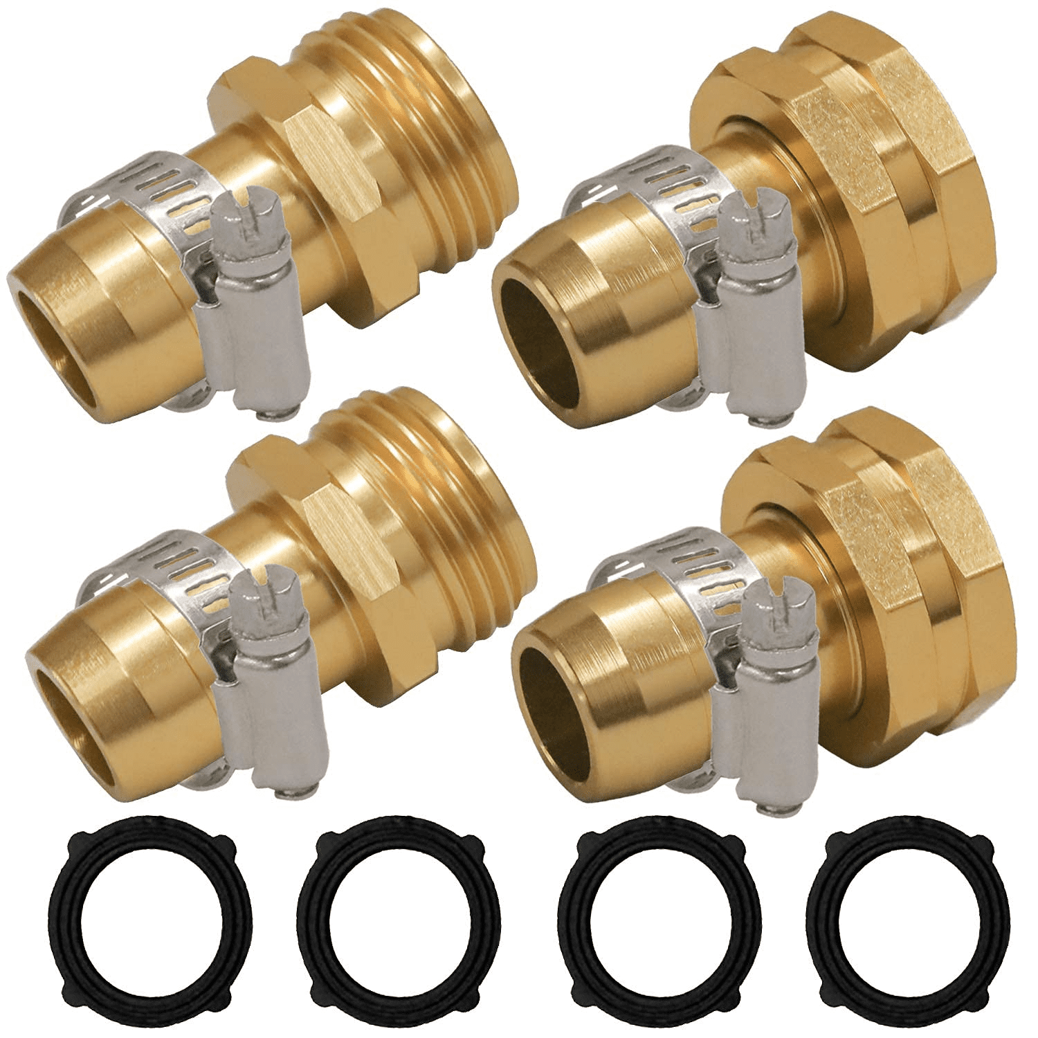 Garden Hose Repair Connector with Clamps， Fit for 3/4