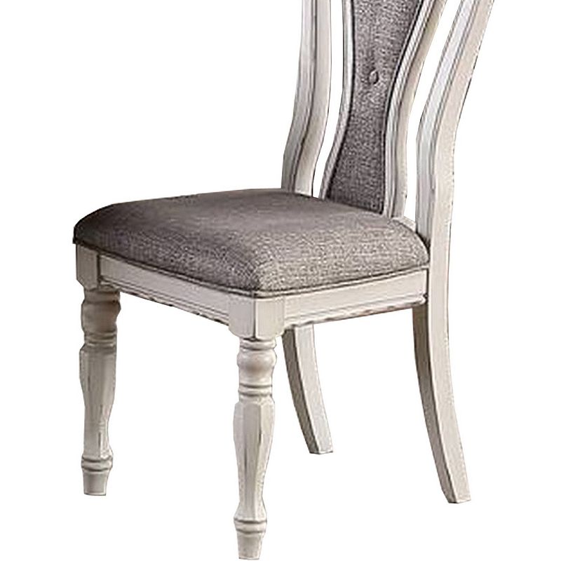 Dining Chair with Button Tufted Backrest， Padded Seat， Set of 2， White and Gray