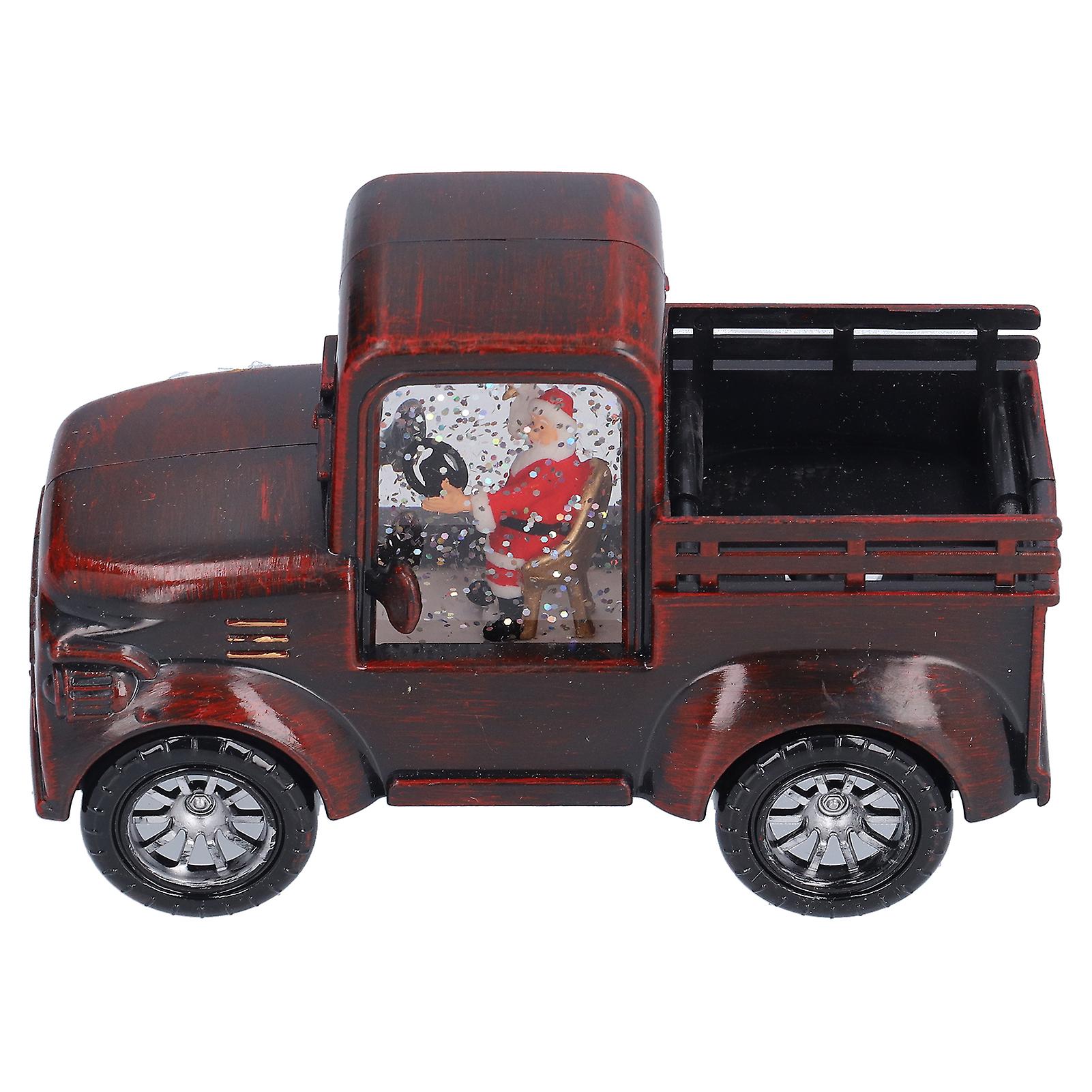 Christmas Retro Car LED Night Light with Santa Claus Small LED Wind Lantern DecorationsVintage Red