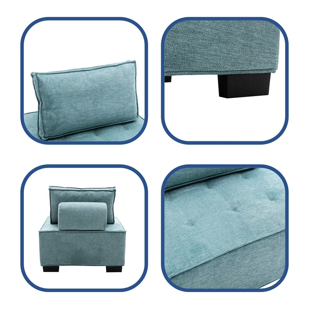 Accent Sofa Couches Living Room Sofa with Solid Wood Legs Teal