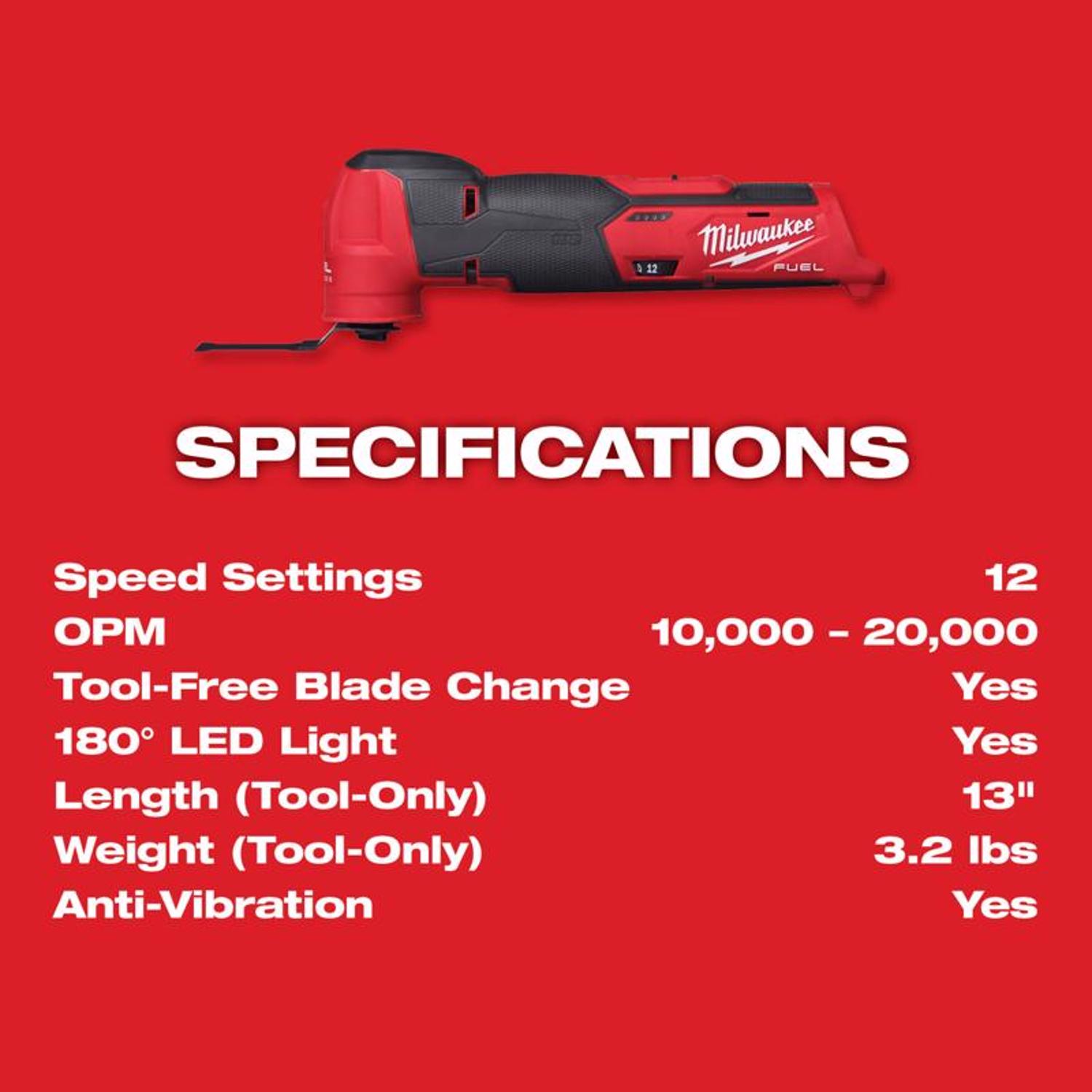 MW M12 FUEL 12 V Cordless Oscillating Multi-Tool Kit (Battery \u0026 Charger)