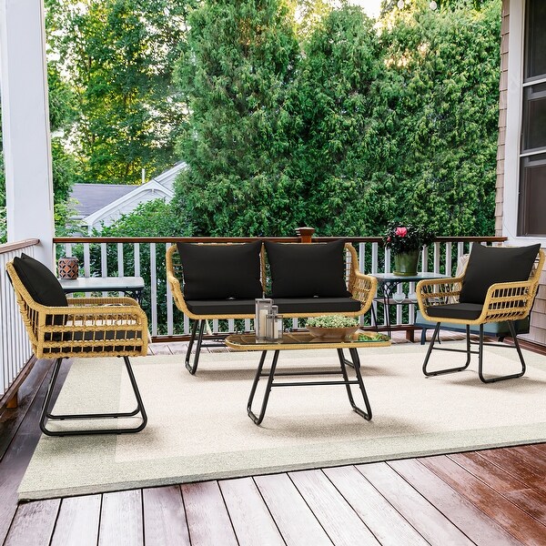 Moasis 4Piece Patio Furniture Wicker Outdoor Bistro Set