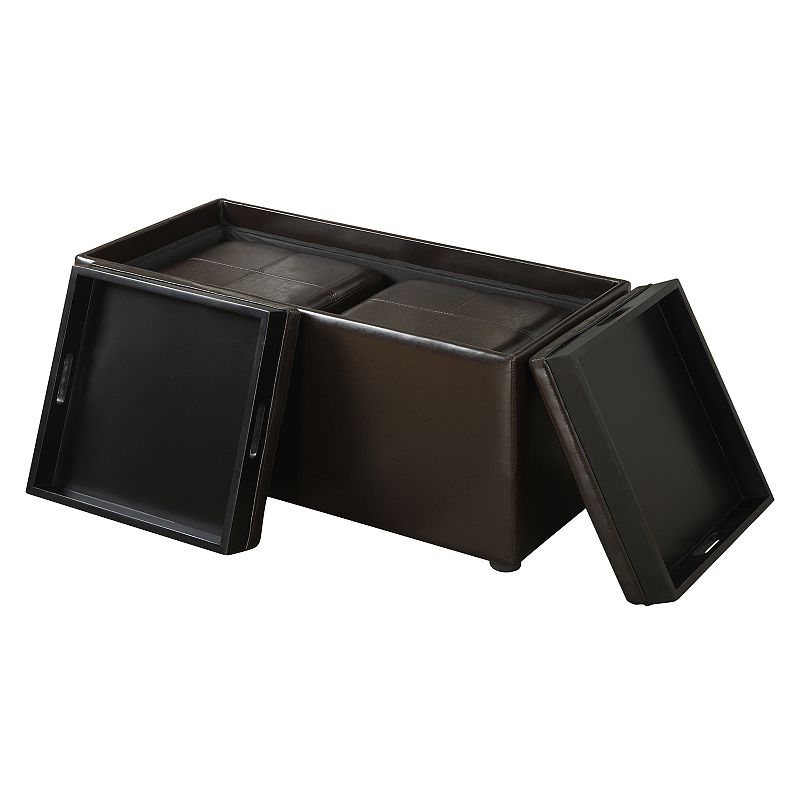 Simpli Home Avalon Faux-Leather Rectangular Storage Ottoman 5-piece Set