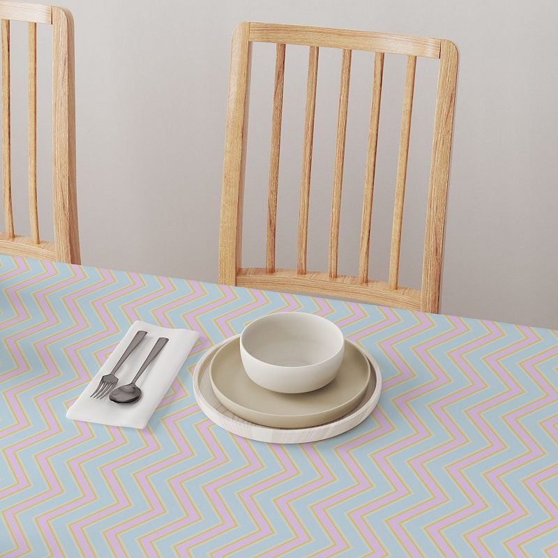 Square Tablecloth， 100% Cotton， 60x60， Easter Chevron