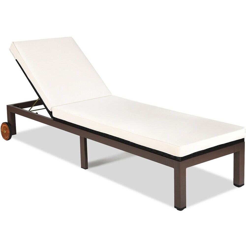 Patio Chaise Lounge Chair Outdoor Rattan Lounger Recliner Chair   81\