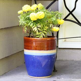 Sunnydaze 2 Captivating Vista 11 in. Beachcomber Ceramic IndoorOutdoor Planters AP-002