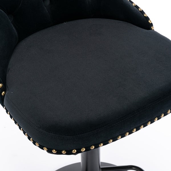 Set of 2 Swivel Velvet Barstools with Backs Comfortable Tufted