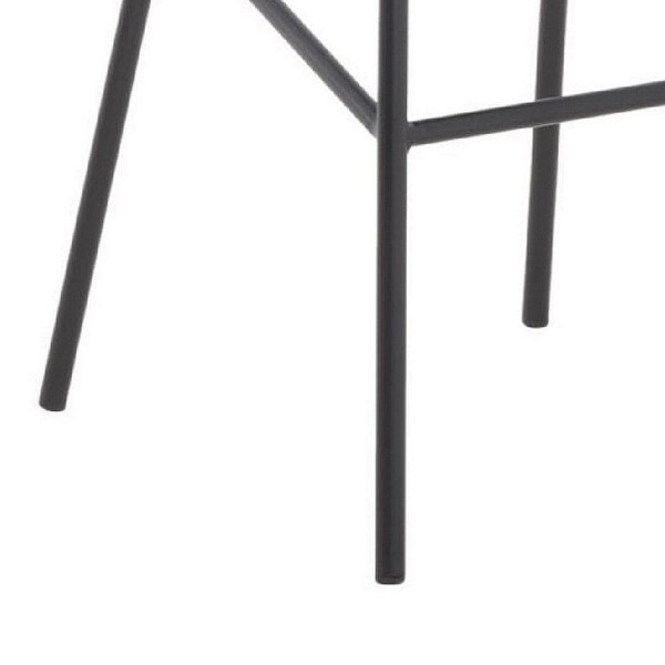 Cid 30 Inch Modern Bar Stool with Footrest， Metal Legs， Fabric， Black - 15L x 17W x 30H Inches