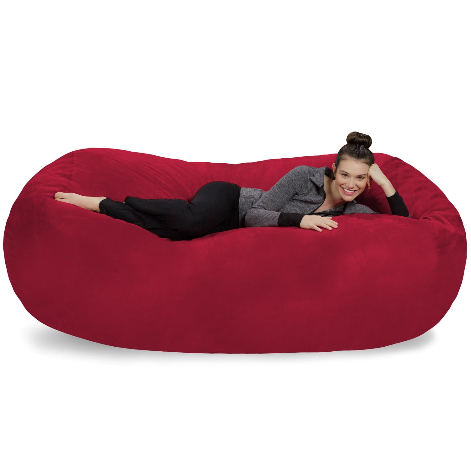 Sofa Sack Bean Bag Chair, Memory Foam Lounger with Microsuede Cover, Kids, Adults, 7.5 ft, Cinnabar