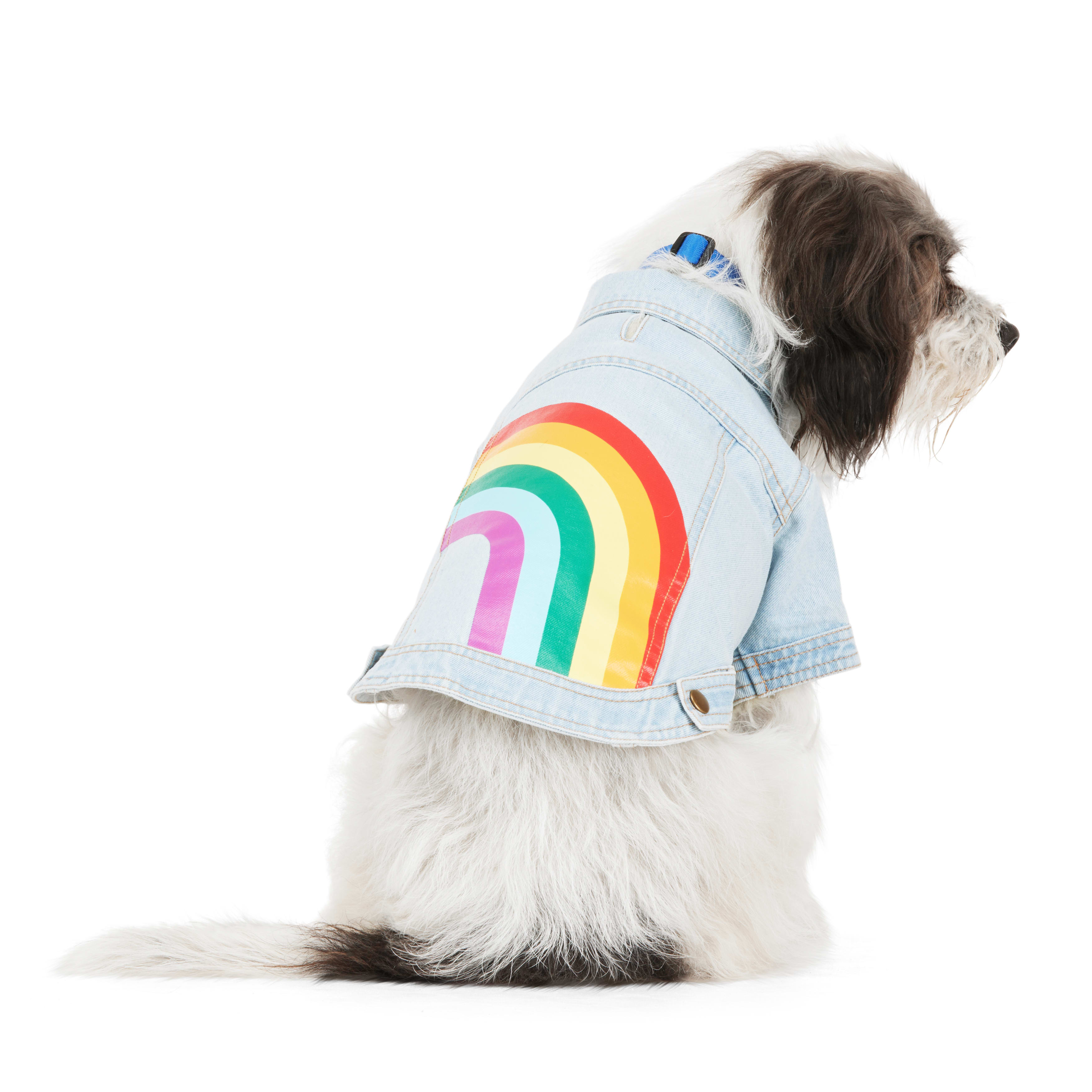 YOULY Rainbow Denim Jacket for Dogs， X-Small